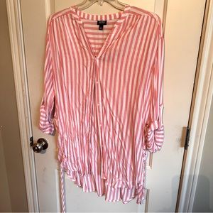 a.n.a beautiful salmon pink and white striped shirt